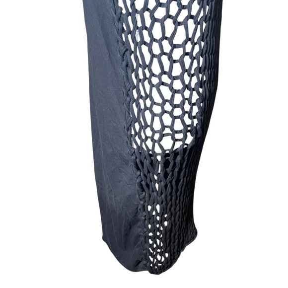 All Saints Strummer Dress Ebony Open Knit Crochet Sleeveless Unlined Med/Lg NWT - Picture 11 of 16